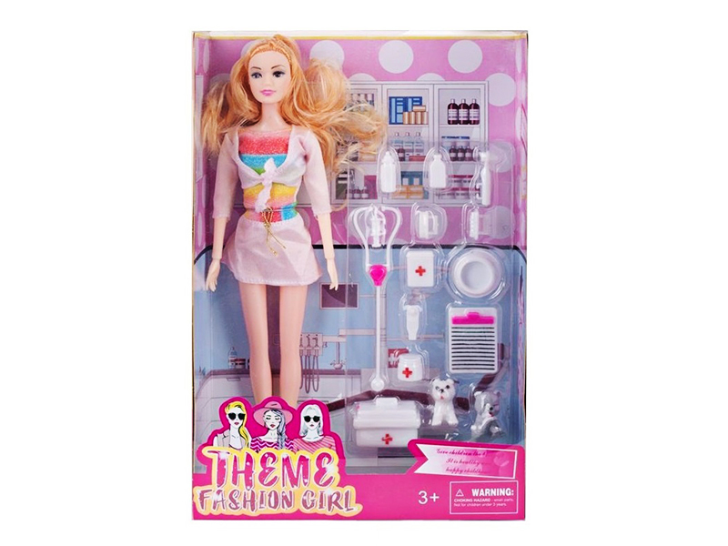 Nurse Theme 11.5 Inch 11 Joint Solid Doll With Blister Medical Tools