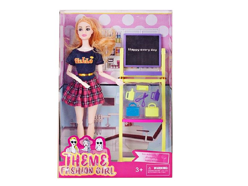 Teacher Theme 11.5 Inch 11 Joint Solid Doll With Blackboard And Teaching Materials