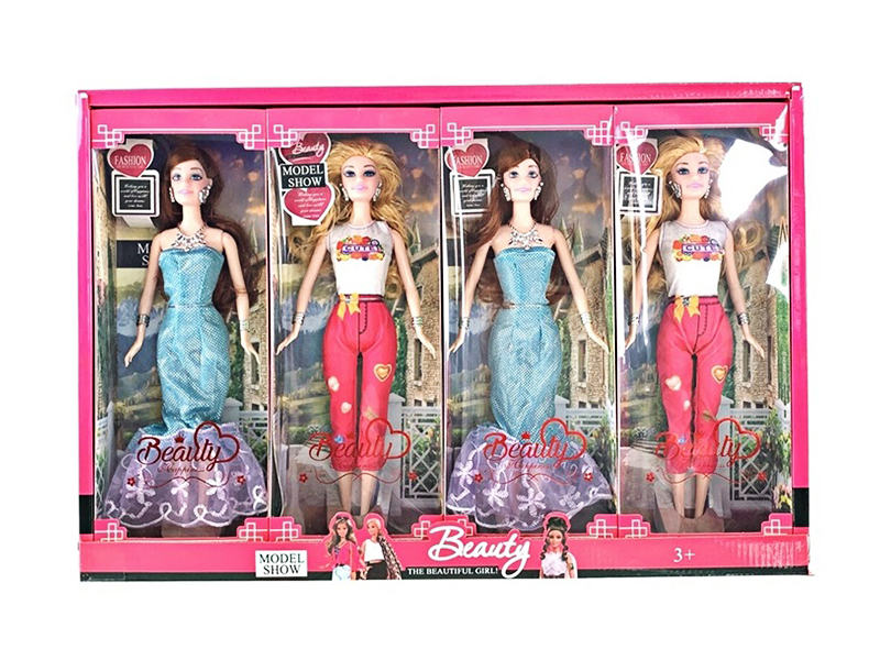 4Pcs 11.5 Inch Solid And Live Hand Fashion Doll With Earrings And Necklace