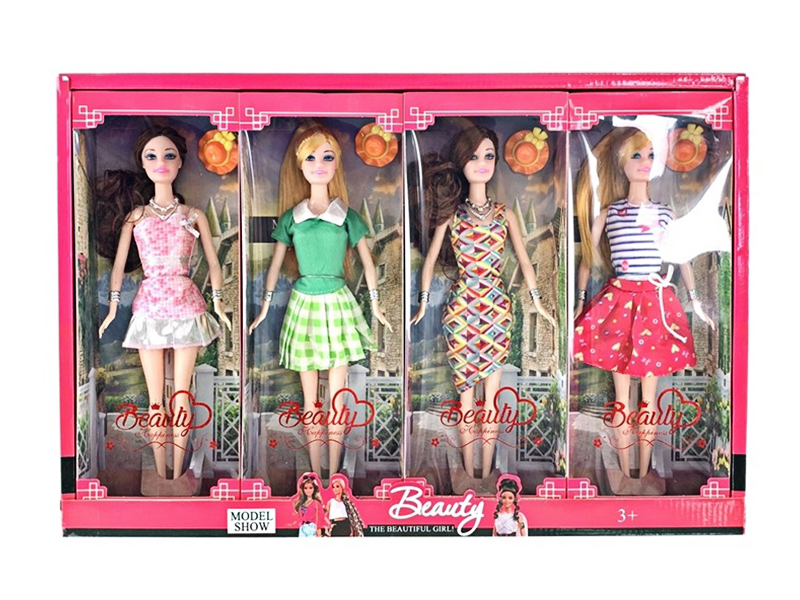 4Pcs 11.5 Inch Solid Live Hand Fashion Doll With Bracelet, Necklace And Hat