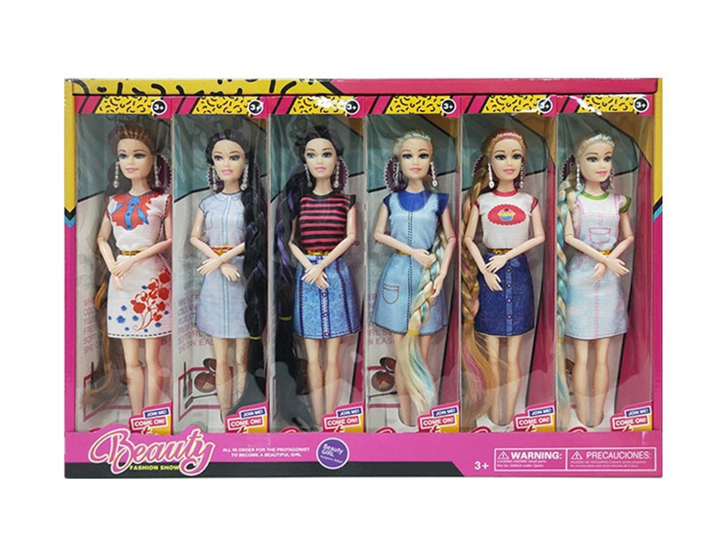 12Pcs 11.5 Inch Solid 9 Joint Fashion Short Skirt Doll With Earrings