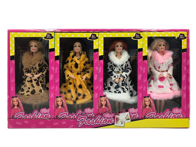 8Pcs 11.5 Inch Solid 9 Joint Tweed Coat Doll With Earrings