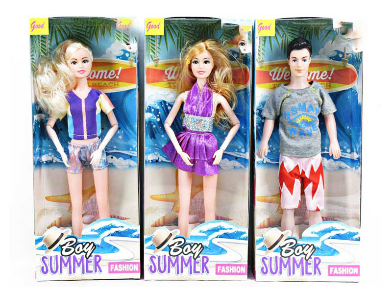11.5 Inch Solid 9 Joint Beach Swimsuit Girl And 11.5 Inch Man Surfing Boy