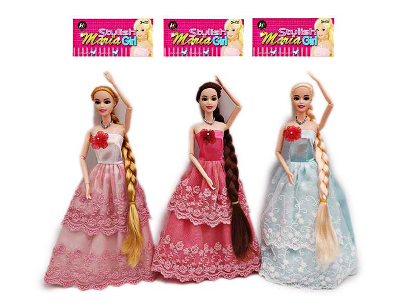 11.5 Inch Solid Long Hair Princess Dress Doll