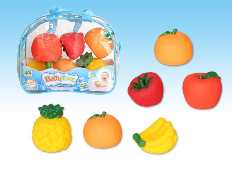 6PCS Fruits Bath Toys With B Whistle