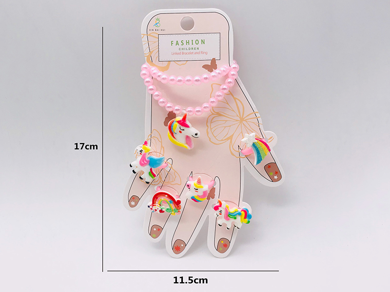 Girl Jewelry - Unicorn Bracelet Ring Set