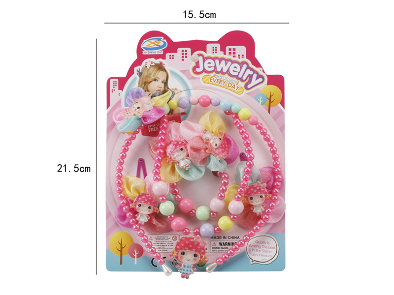 Girl Jewelry - Necklace,Bracelet,Head Hoop Ornaments 6PCS