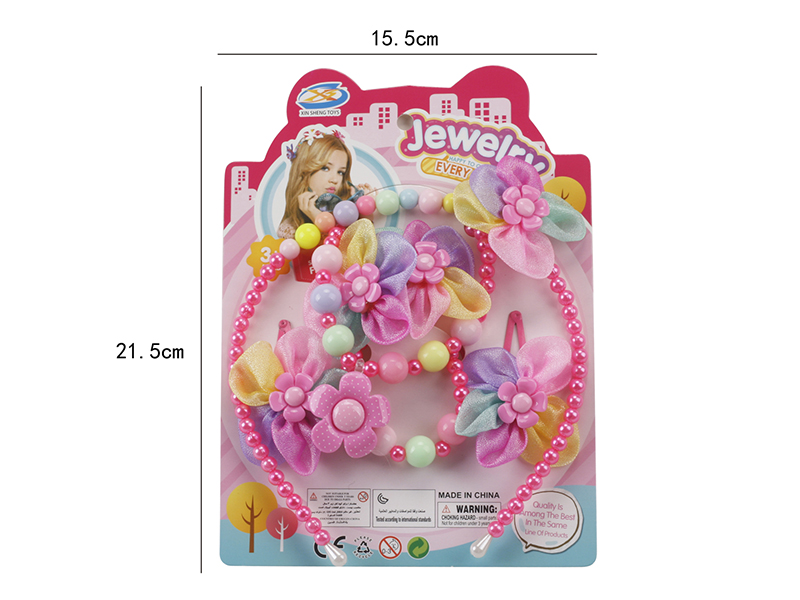 Girl Jewelry - Necklace,Bracelet,Head Hoop Ornaments 6PCS