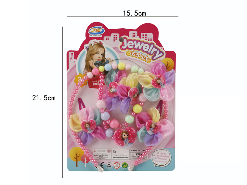 Girl Jewelry - Necklace,Bracelet,Head Hoop Ornaments 6PCS