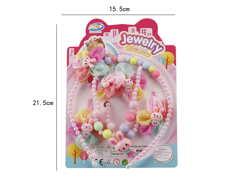 Girl Jewelry - Necklace,Bracelet,Head Hoop Ornaments 6PCS