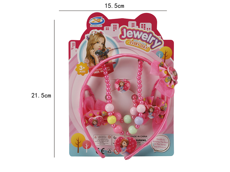 Girl Jewelry - Necklace,Bracelet,Head Hoop Ornaments 6PCS