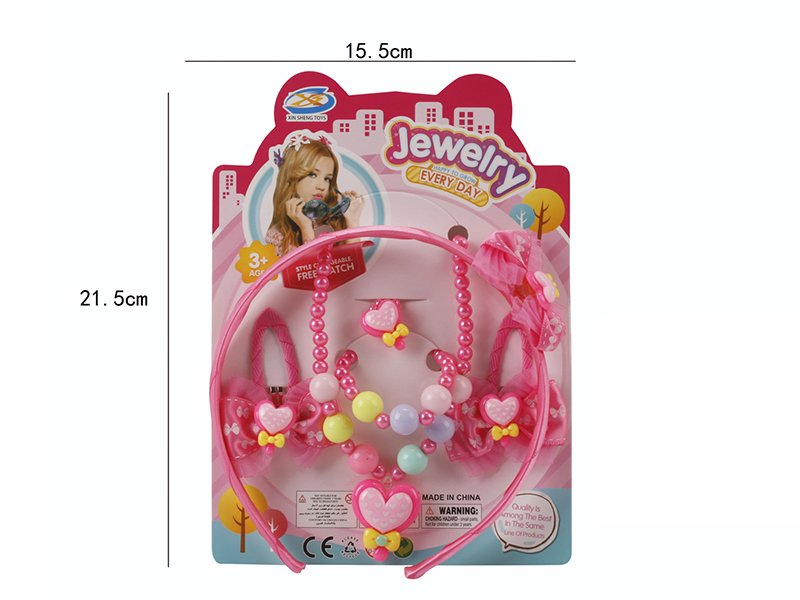 Girl Jewelry - Necklace,Bracelet,Head Hoop Ornaments 6PCS