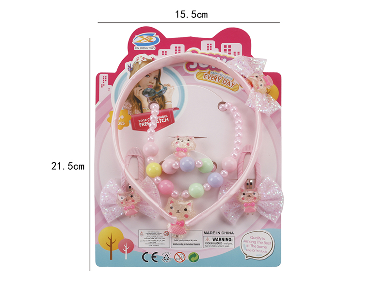 Girl Jewelry - Necklace,Bracelet,Head Hoop Ornaments 6PCS