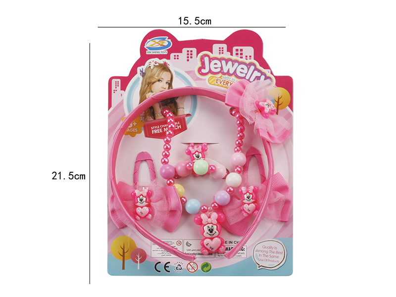 Girl Jewelry - Necklace,Bracelet,Head Hoop Ornaments 6PCS