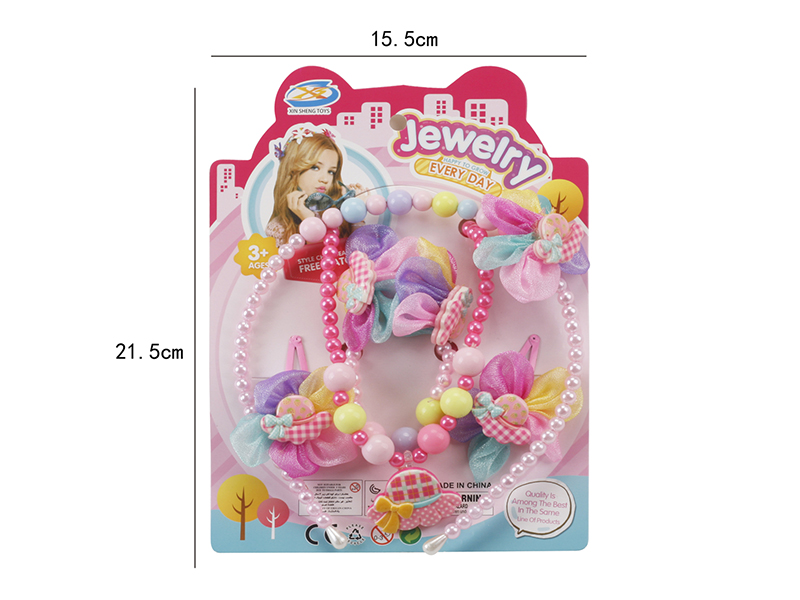 Girl Jewelry - Necklace,Bracelet,Head Hoop Ornaments 6PCS