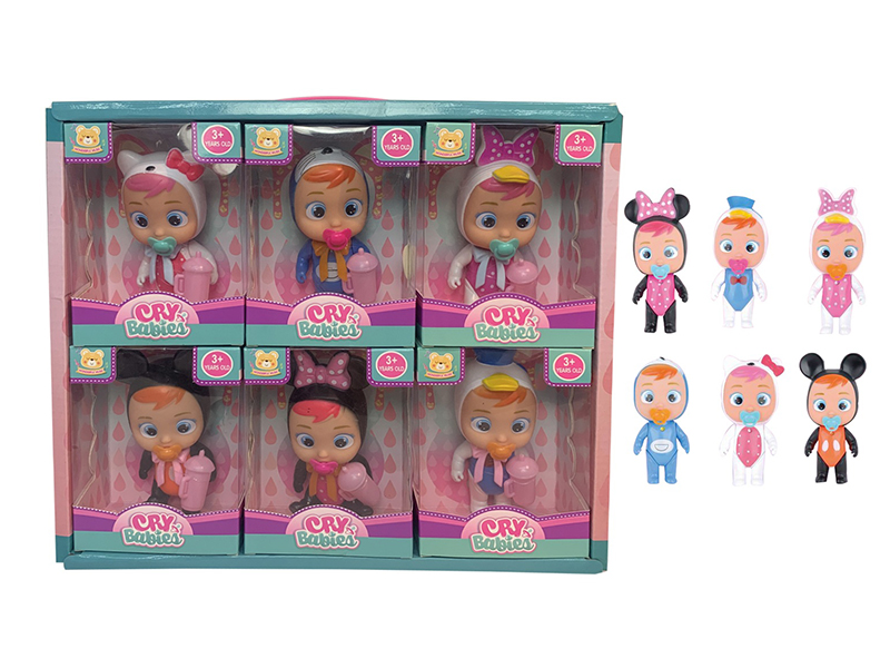 6PCS 6.5 Inch Solid Crying Doll