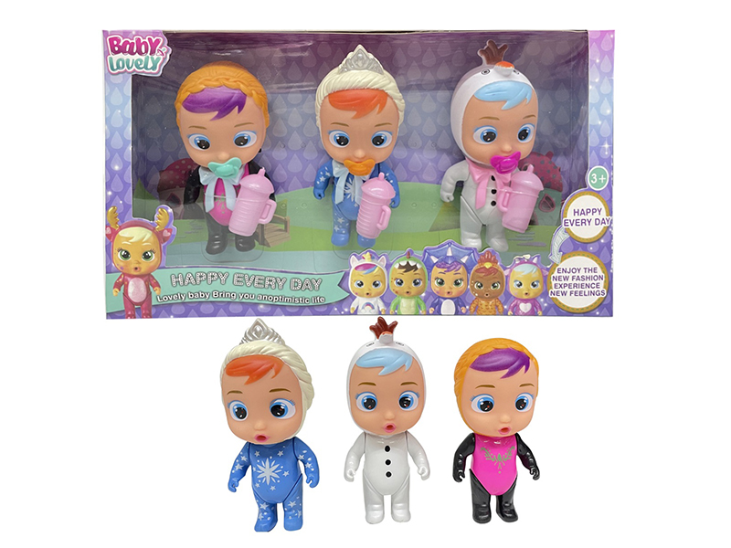 3PCS 5 Inch Solid Crying Doll
