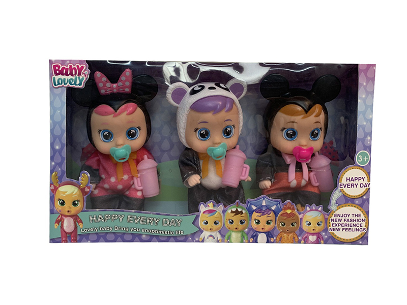 3PCS 5.5 Inch Solid Crying Doll