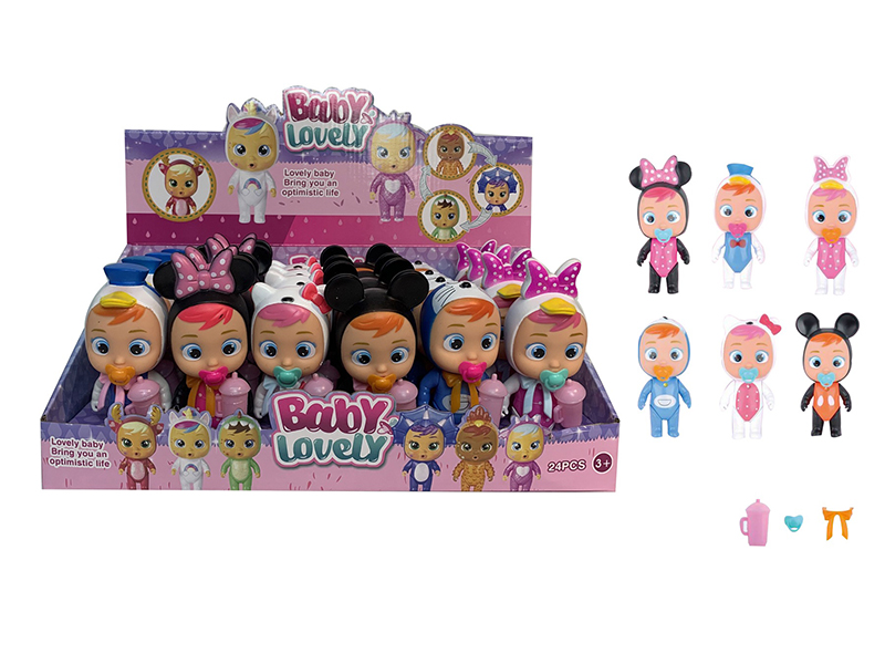 24PCS 5.5 Inch Real Crying Baby With Colorful Light And Four Tone Ic
