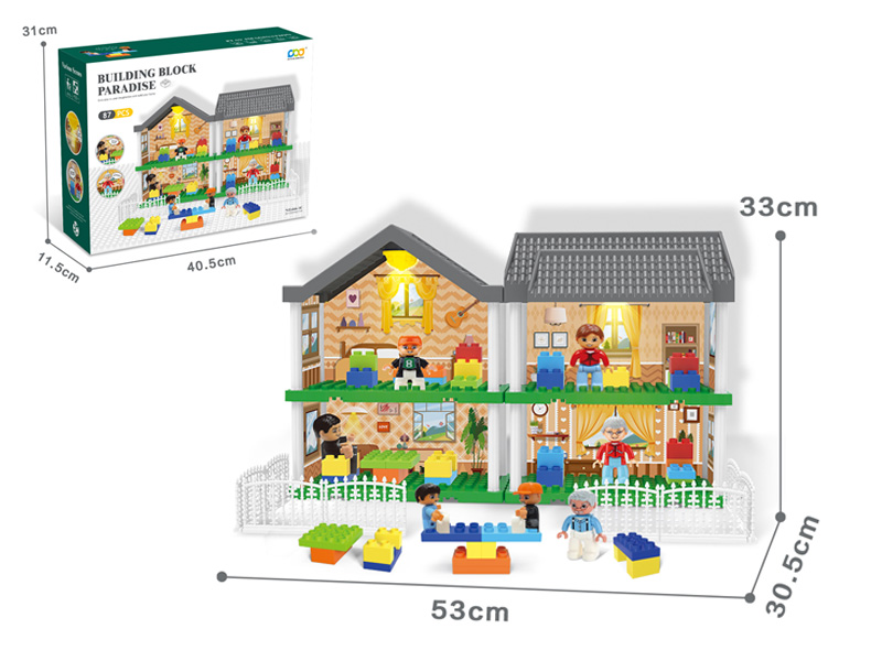 Diy Villa Set With Building Blocks / People / Double Lights