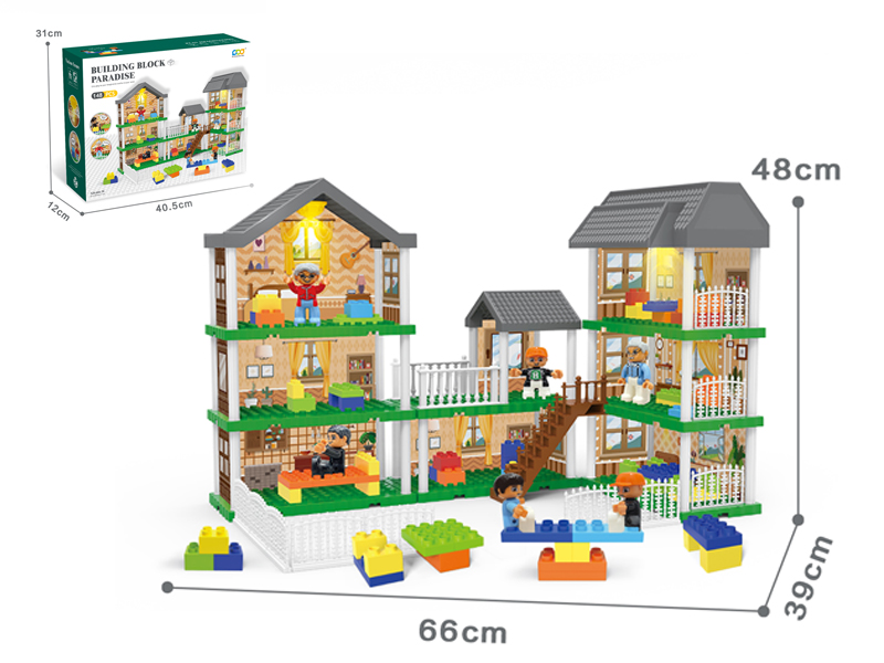 Diy Villa Set With Building Blocks / People / Double Lights