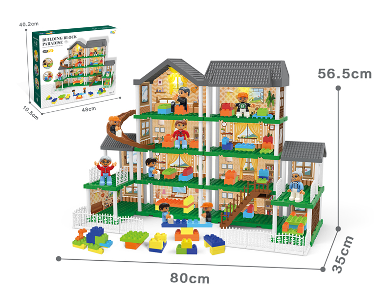 Diy Villa Set With Building Blocks / People / Double Lights