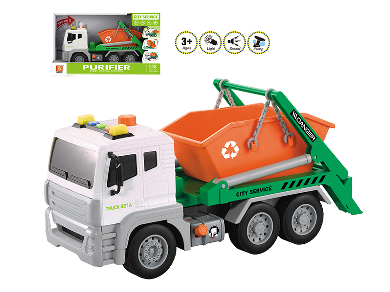 1:12 Friction Sanitation Truck(Sound And Light,Pump)
