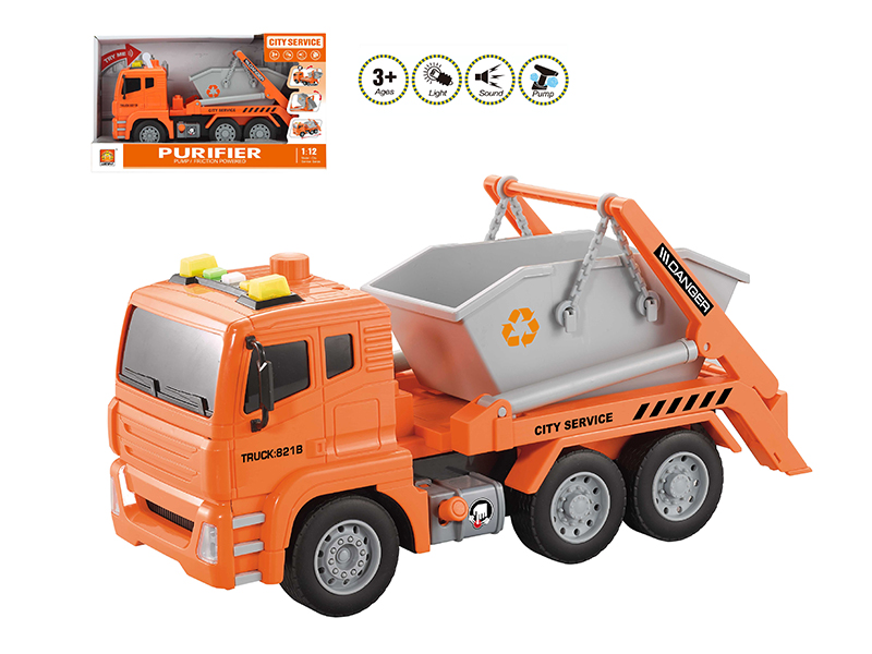 1:12 Friction Sanitation Truck(Sound And Light,Pump)