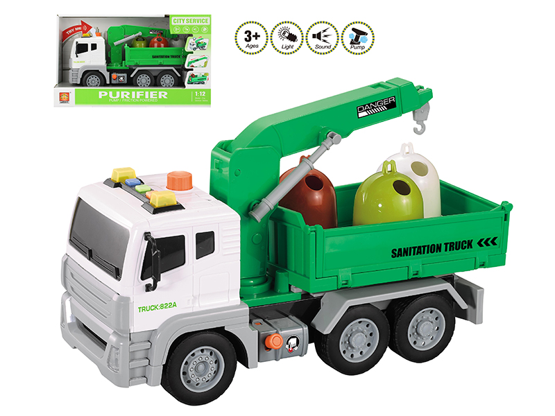1:12 Friction Sanitation Truck(Sound And Light,Pump)