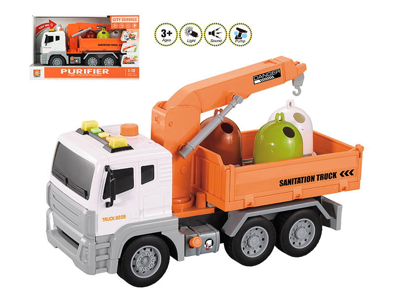 1:12 Friction Sanitation Truck(Sound And Light,Pump)
