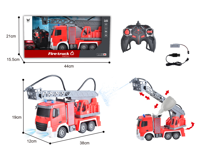 1:24 R/C 7CH Sprinkler Ladder Fire Truck