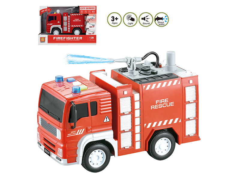 1:20 Friction Fire Engine (Three Keys,Sound And Light,Spray Water)