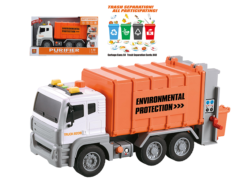 1:12 Friction Sanitation Truck (Sound And Light,Pump)