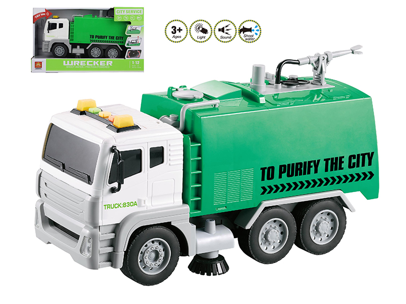 1:12 Friction Sanitation Truck (Sound And Light,Spray Water)