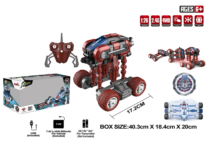 1:26 2.4G Remote Control Long Feet Monster Multifunction Stunt Car