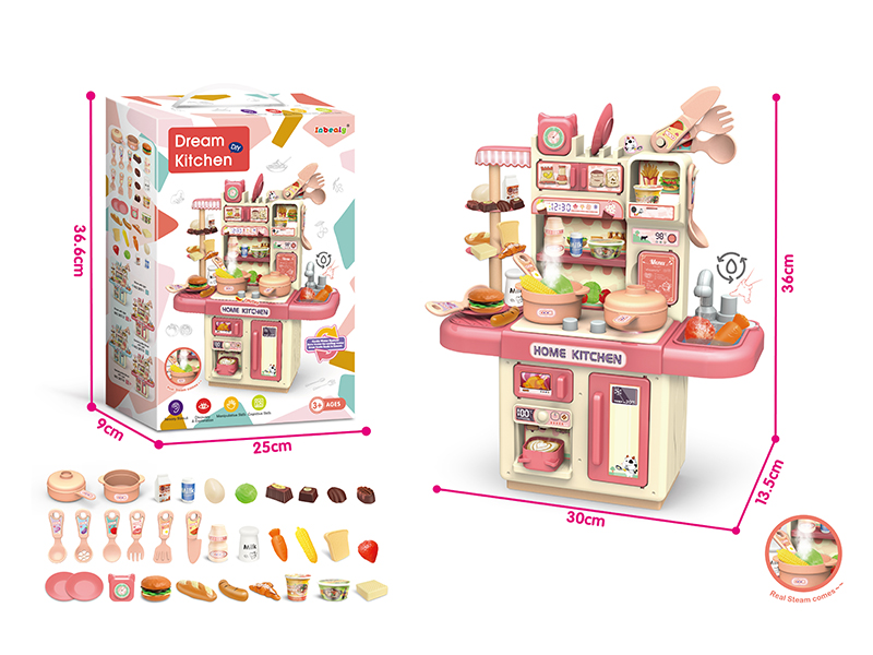 Pink Kitchen Counter With Light Spray