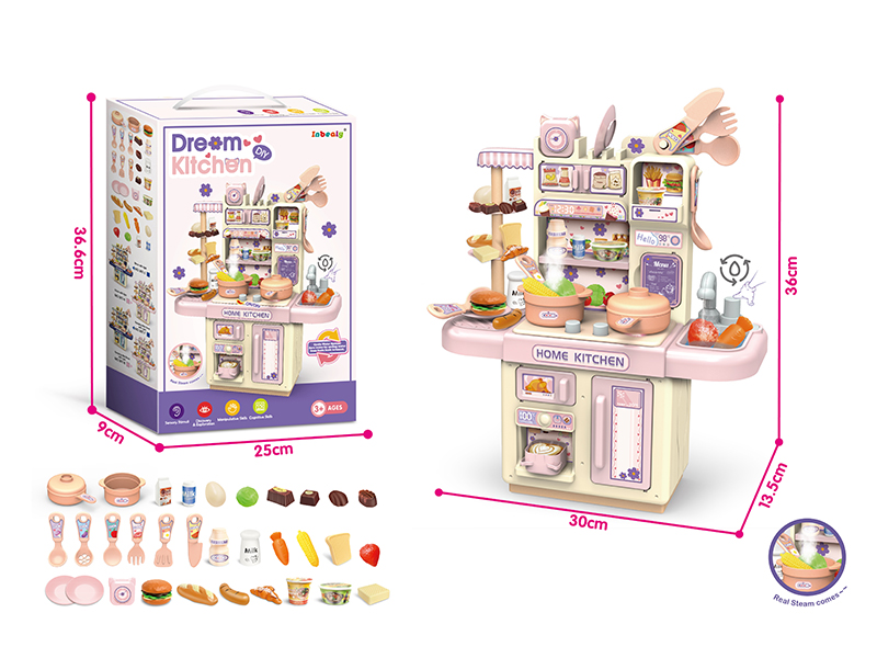 Pink Kitchen Counter With Light Spray