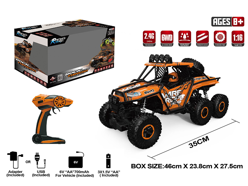 1:16 2.4G Remote Control Six-Wheel Drive Waterproof Rock Crawler