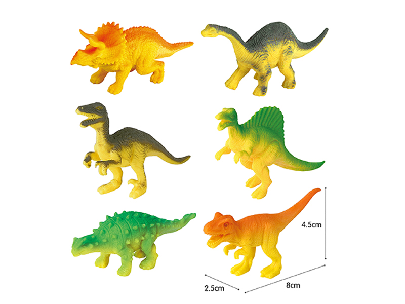 6PCS PVC Solid Dinosaur