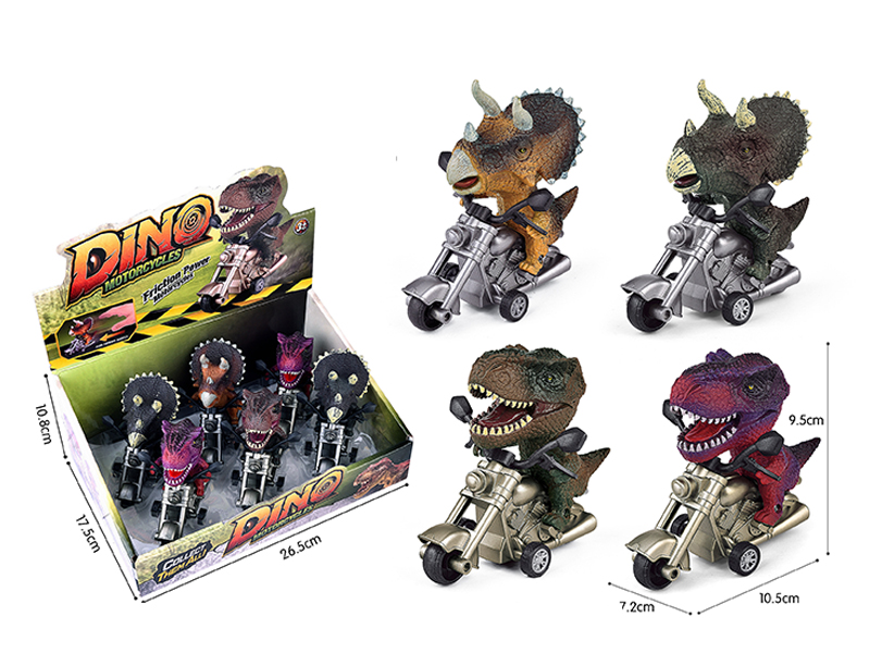 6PCS Friction Dinosaur Motorcycle Racing Car