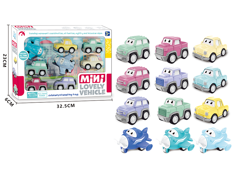 8PCS Pull Back Car + Aircraft Set