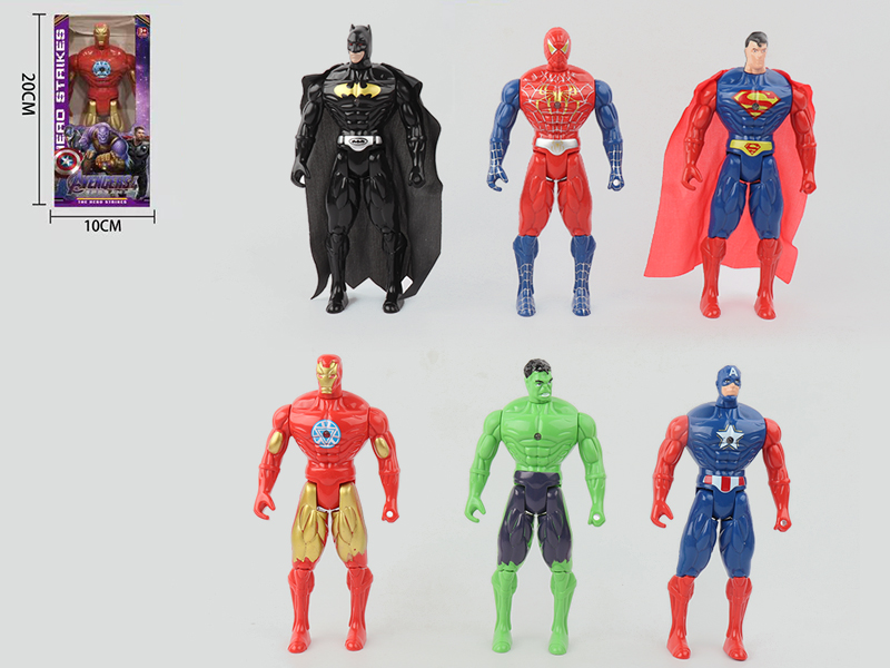 Spider-Man,Batman,Superman,Captain America,Hulk,Black Spider,Iron Man 21cm