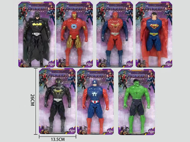 Spider-Man,Batman,Superman,Captain America,Hulk,Black Spider,Iron Man 21cm