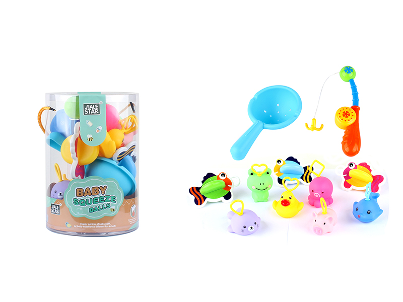 11PCS Enamel Fishing Bath Toy
