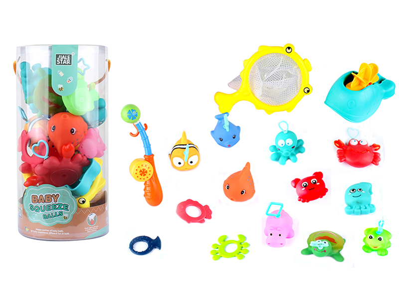16PCS Enamel Fishing Bath Toy