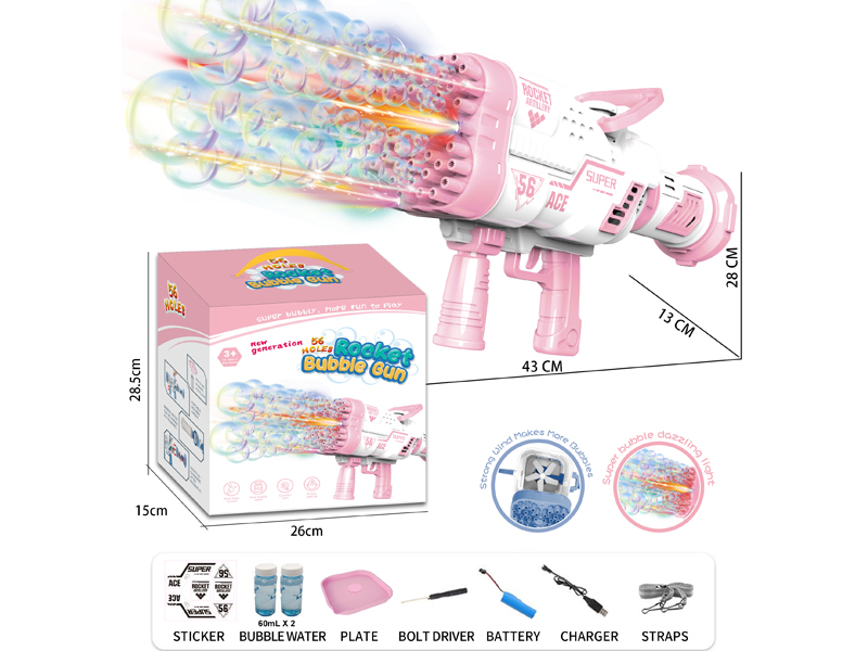 56 Hole Rocket Launcher Bubble Machine(Lithium Rechargeable Battery)