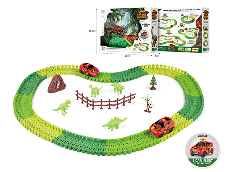 155PCS Dinosaur Soft Rail Car