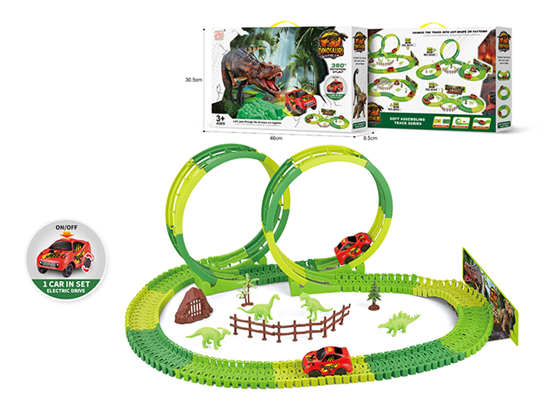 147PCS Dinosaur Car 360 ° Double Loop Soft Track
