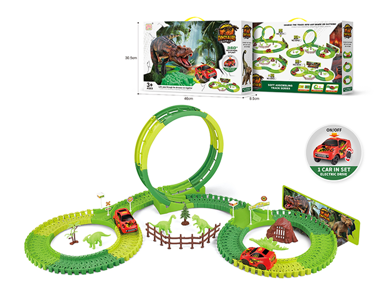 145PCS Dinosaur Car 360 ° Single Loop Soft Track
