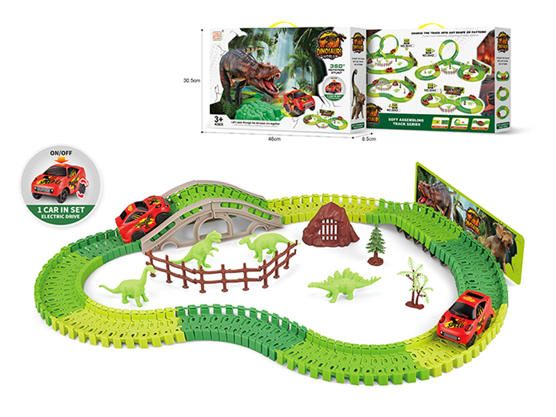141PCS Dinosaur Soft Rail Car